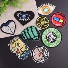 9PCS/Lot Funny Eyes DIY Patches Embroidered Iron On Sew On Patch For Clothing