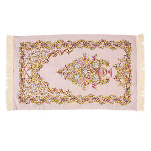 Embroider Vase Prayer Carpet Polyester Pilgrimage Prayer Rug(Light Violet) DSO