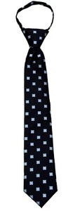 Boy's 14 Inch Black Pattern Pretied Zipper Necktie - Picture 1 of 1