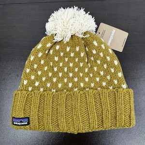 Patagonia Womens Snowbelle Beanie Ridge Cosmic Gold Pom Pom Hat OSFM - Picture 1 of 9