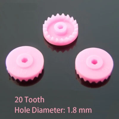 20 Teeth Plastic Crown Gears Toy Model Car Robot DIY 1.8mm Hex Hole 4WD Cog Pink - Image 1 of 4