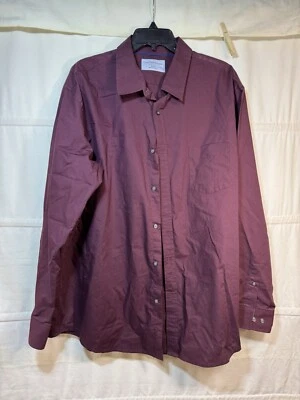 Camisa de vestir Croft And Barrow para hombre borgoña resistente a las arrugas talla XXL 36-38 17,5 Foto 1 de 4