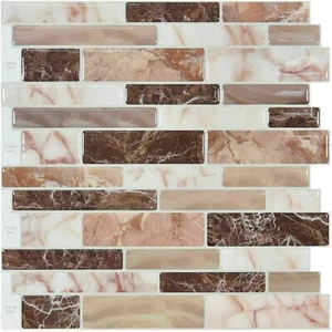 10 Sheets Peel and Stick Tile Backsplash for Kitchen Bathroom 3D Wallpaper Home - Picture 1 of 6