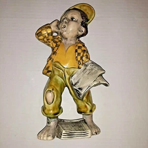 Vintage Ceramic Newsboy Figurine 10" Decorative Display Piece - Picture 1 of 6