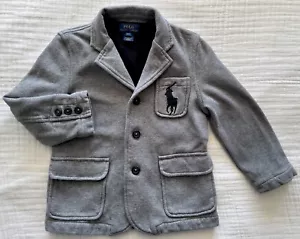 POLO RALPH LAUREN BOYS SZ 4 BLAZER-BIG PONY JACKET SPORT COAT GRAY MSRP $195 - Picture 1 of 9