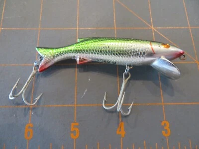 Muñeca vintage poco profunda Minnow - verde y plata - 3 1/4 pulgadas Foto 1 de 4