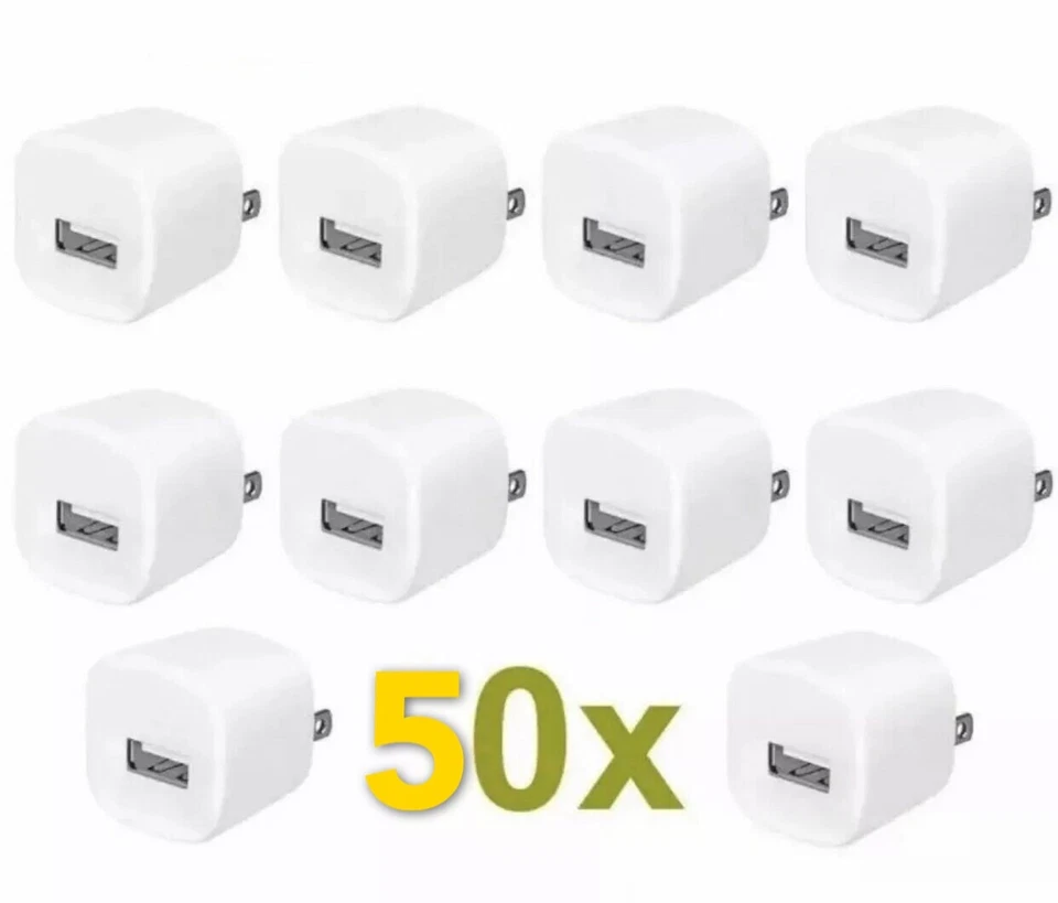 50x White 1A USB Power Adapter Wall Charger US Plug FOR iPhone iPod Universal - Image 1 of 1