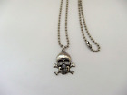 Silver Tone Skull and Crossbones Pendant Necklace