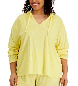 Rebellious One Trendy Plus Size Loop Terry Only Hoodie Yellow 4X - Picture 1 of 5