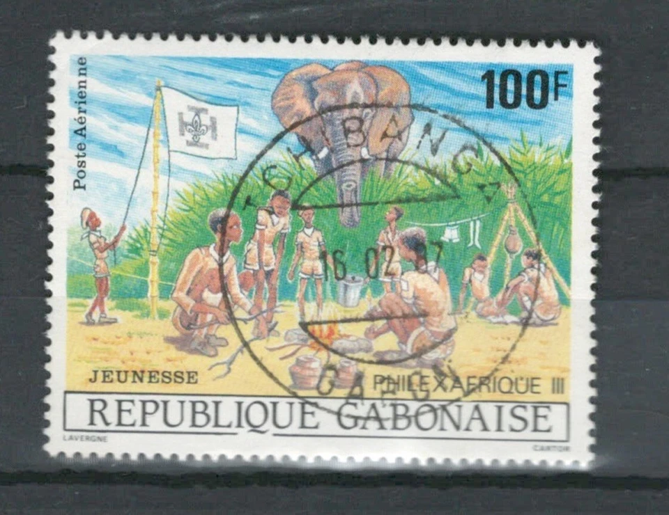 GABON FRENCH COLONIES AFRICA BOY SCOUTS  USED STAMP LOT (GAB 588) - Image 1 of 1