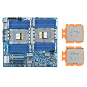 Gigabyte MZ73-LM0 PCIe 5.0 Mainboard mit Dual AMD EPYC 9334 QS 64 Kerne CPU - Bild 1 von 5
