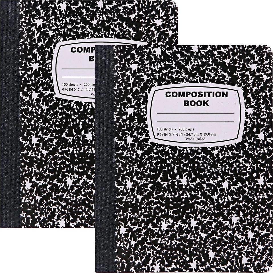 Marble Composition Notebook Wide Ruled Black & White Compo. Bks 100 Sheets (6pk) - Image 1 of 1