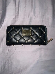 Vintage Michael Kors 7" Black Wallet with Gold Studs - Picture 1 of 3