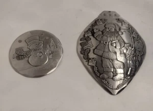 2 Wendell August Forge Christmas Ornaments Santas Of The World and Snowman - Picture 1 of 8