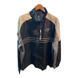 Reebok Carolina Panthers NFL Team Windbreaker Jacket XL Black Gray Full Zip - Picture 1 of 9
