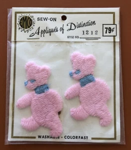 Nuovi orsacchiotti rosa vintage Emco da cucire appliques di distinzione #1212 - Foto 1 di 3