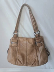 B Makowsky Vintage Leder Handtasche in hellbraun/hellbraun. Nieten unten.  - Bild 1 von 14