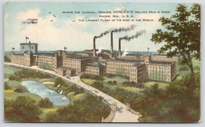Racine Wisconsin~Horlick's Malted Milk Plant~Factory~Fantasy Airship~1912 Litho - Picture 1 of 2