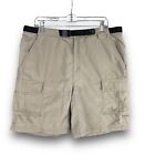North Face Shorts Men Large Beige Belted Cargo Fish Nylon Active Hike Casual