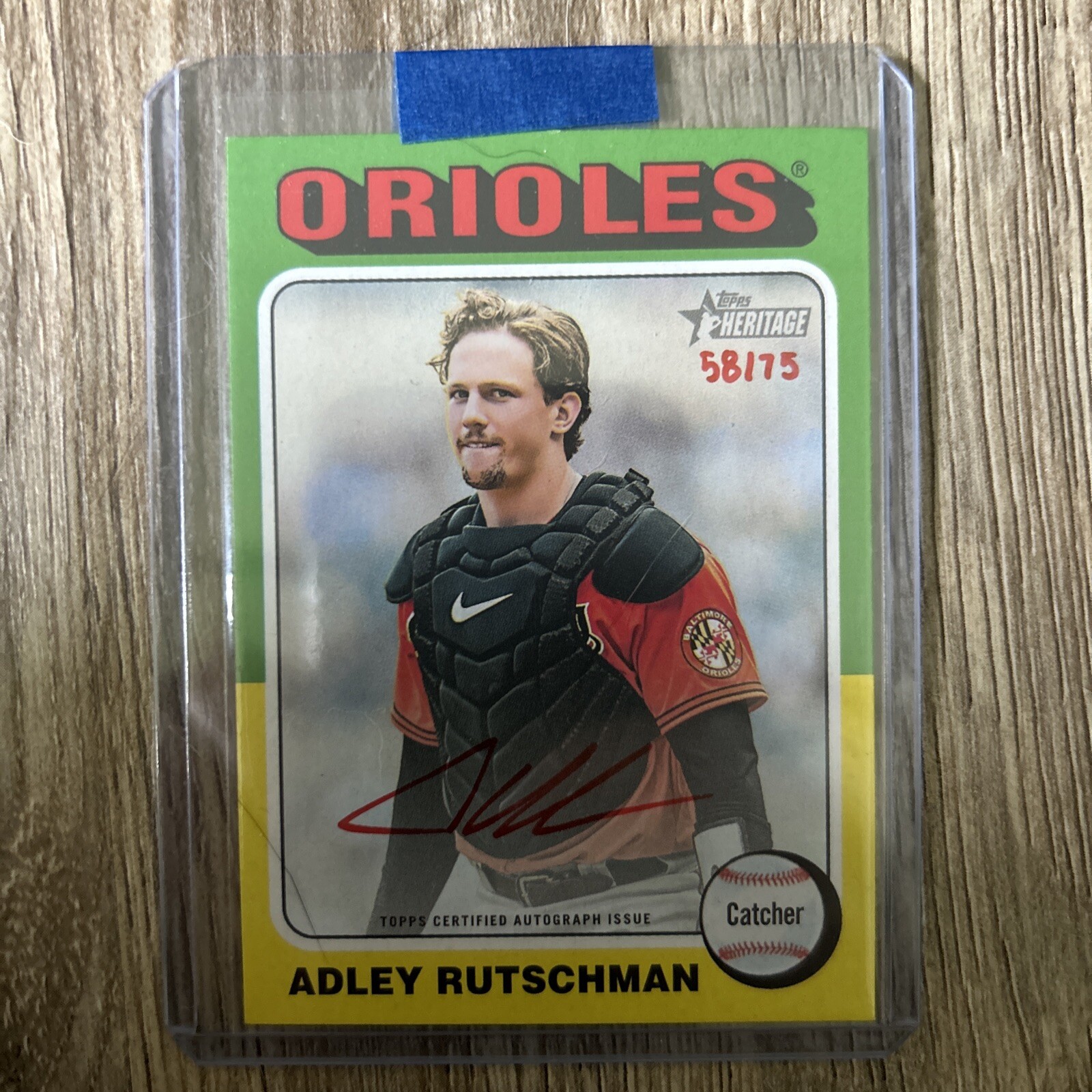 2024 Topps Heritage Adley Rutschman Red Ink SP Real One On Card Auto 58/75