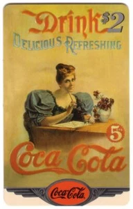 Coca-Cola National '96 $2. Plata. Mujer escribiendo en el escritorio. Tarjeta #1 de 25 tarjeta telefónica - Imagen 1 de 1