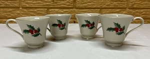 4 - Pickard Stechpalme Teetasse Kaffeetasse Weihnachten Elfenbein & Gold Porzellan handverziert - Bild 1 von 5