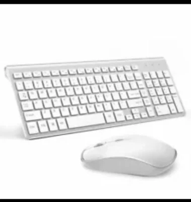 Wireless Keyboard and Mouse,J JOYACCESS USB Slim Sliver White  - Image 1 of 4