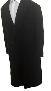 Vintage Givenchy cashmere blend Double Breasted overcoat Black Sz 48R Italy - Picture 1 of 24