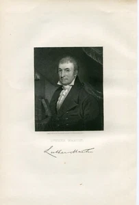 1868 PLACA DE ACERO GRABADO LUTHER MARTIN NUEVO BRUNSWICK, NJ y VA RETRATO NAT GAL - Imagen 1 de 1