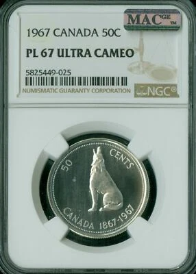 1967 CANADA 50 CENTS NGC  PL67 ULTRA CAMEO MAC FINEST GRADED MAC SPOTLESS * - Image 1 of 2