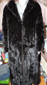 LONG FUR COAT MINK? VERY DARK BROWN JACKET TOLCHINSKY FURRIER MUST SEE SMALL - Picture 1 of 6