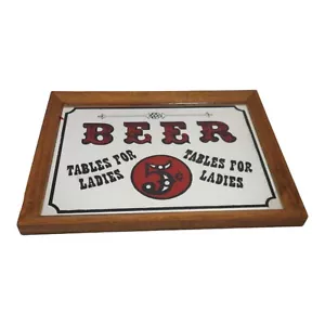 Vintage Bar Mirror ‘Beer 5c’ Saloon Mirror 14”x11” - Picture 1 of 8