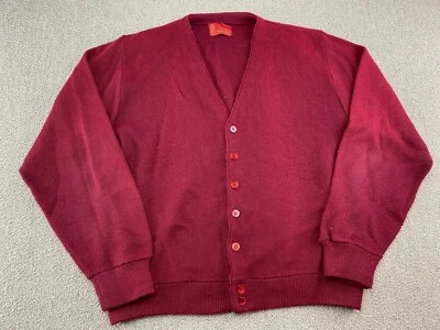 Cárdigan Suéter Tejido Sears Kings Road Rojo Orlon Abuelo Rockabilly Grunge De Colección Foto 1 de 4