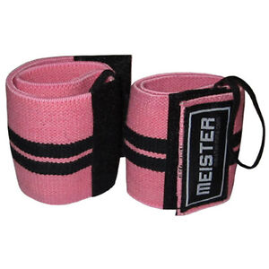 MEISTER PINK WRIST WRAPS W/ THUMB LOOPS - Elastic Support Weight Lifting Straps