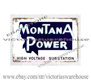 Montana Power Hochvolt Umspannwerk Metall Blechschild ungerahmt Kunstwerk Verkauf - Bild 1 von 4