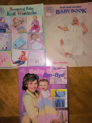 Lot of 3 Knit & Crochet Pattern Books for Baby - lot of patterns american school - Image 1 of 2
