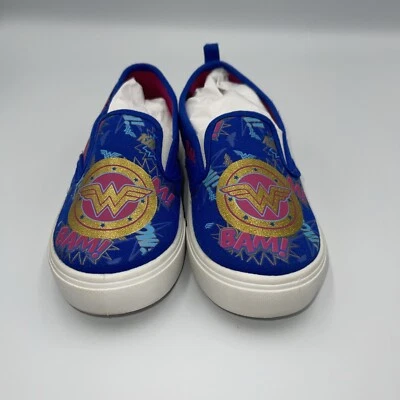 Wonder Woman Shoes Canvas Casual Tennis Slip On Sneaker Size 12  Girls - Image 1 of 4