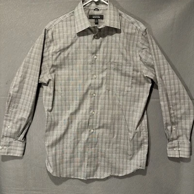 Camisa Kenneth Cole Reaction manga larga abotonada para hombre talla M gris elegante Foto 1 de 3