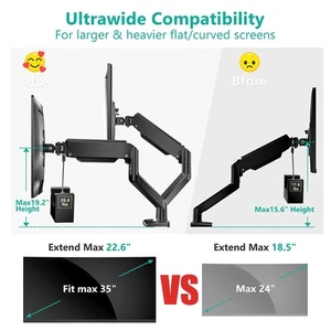 Dual Monitor Mount For 13″–34″Screens Adjustable Dual Monitor Stand 180° Swi _wa - Photo 1/9