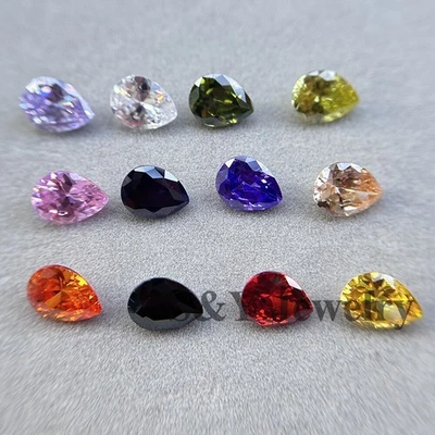 Piedra preciosa suelta multicolor corte pera circonita cúbica 10 piezas para regalos personalizados Foto 1 de 4