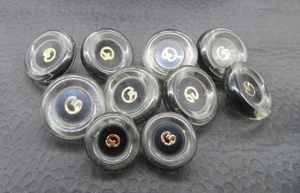 8 large clear/black/gold 7/8" buttons, ST. JOHN, Marie Gray & 2 11/16" ~ shank - Picture 1 of 1