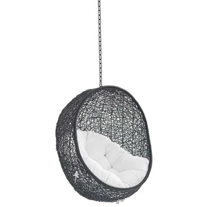 Modway Encase Swing Outdoor Patio Lounge Chair without Stand in Black/White - Picture 1 of 7