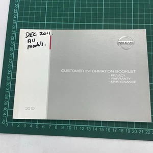 GENUINE Nissan Customer Information Booklet Warranty Maint Dec 2011 55555 PT36A1 - Picture 1 of 9