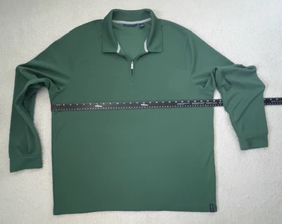 Perry Ellis mens XXL shirt green 1/4 pullover subtle ribbed texture LS - Image 1 of 4