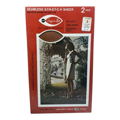 Medias transparentes elásticas sin costuras selladas 2pr Virginia Lee derecha tantone 8 1/2-9 Foto 1 de 2