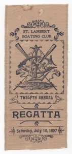 1897 St. Lambert Boating Club Quebec Rowing Regatta Ribbon Canada Canoe - Picture 1 of 3