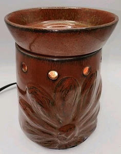 Scentsy Red Rust Sunflower Wax Warmer Full Size Boho Chic Ceramic Electric  - Picture 1 of 10