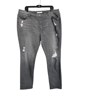 Pantalones de mezclilla ajustados al tobillo de tiro medio Eunina para mujer 2XL 2x 15/17 gris desgastado recortados - Imagen 1 de 11