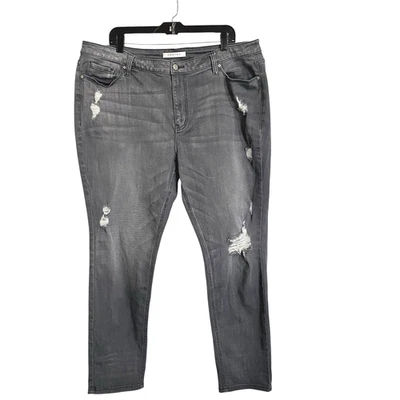 Eunina Mid Rise Skinny Ankle Jeans Womens 2XL 2x 15/17 Gray Distressed Crop - Image 1 of 4