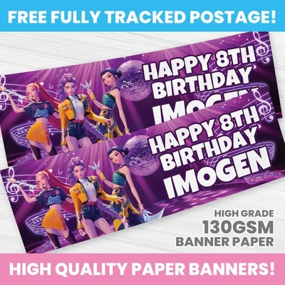 BANNER KPOP PERSONALIZADO CUALQUIER NOMBRE FOTO CAZADORES DE DEMONIOS FIESTA BANNERS Foto 1 de 3